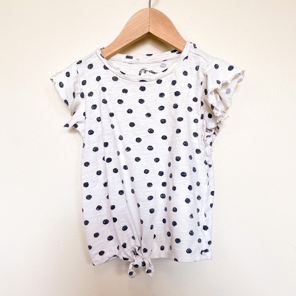 Art Class | Toddler Girl Shirt Polkadot Ivory and Black Size 4T